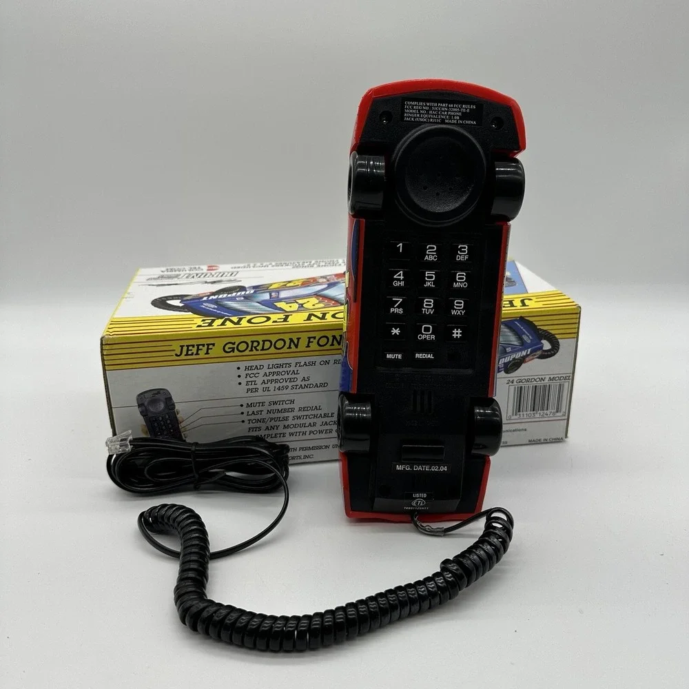 Columbia Tel-Com 1998 Jeff Gordon Fone #24 Racing Car Telephone w/ Box Phone